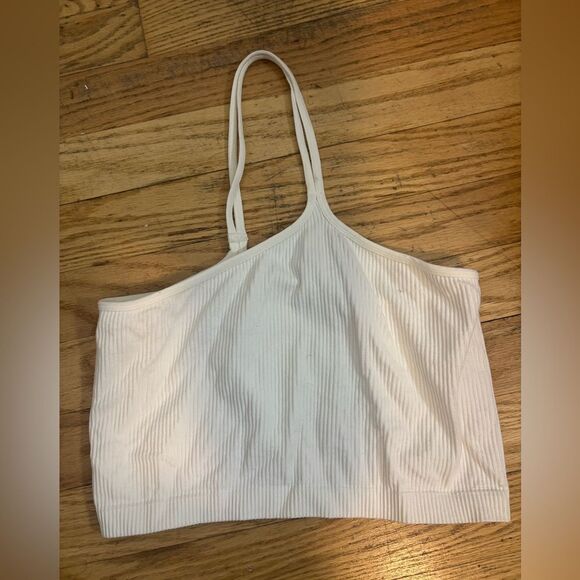 Nikibiki White Ribbed one shoulder tank size o/s EUC - Picture 1 of 4